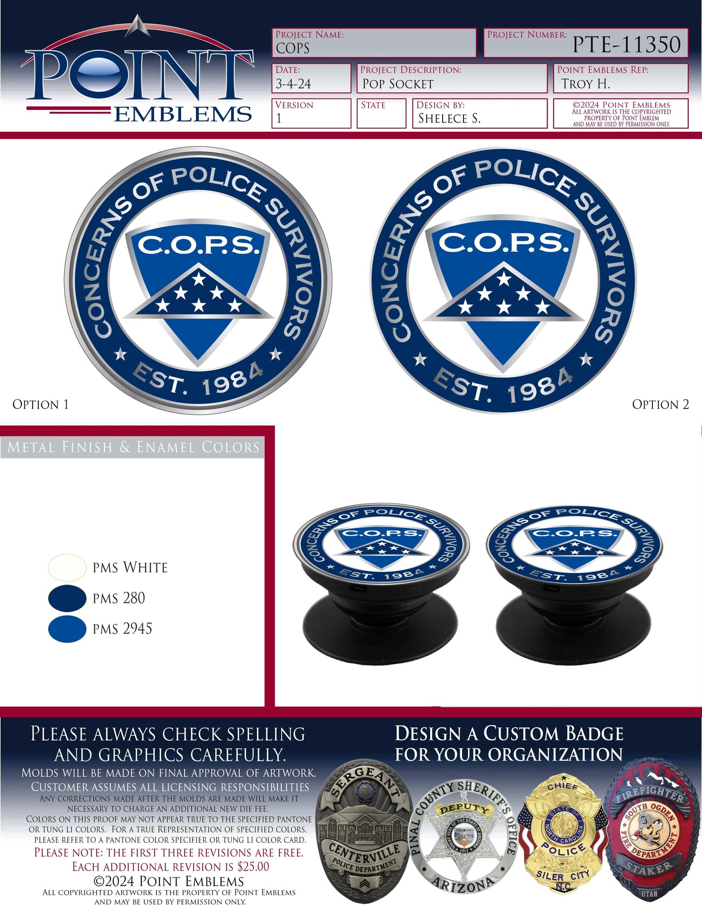 C.O.P.S. Pop Socket Point Emblems