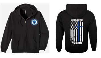 Relentless Defender - C.O.P.S. "Blessed Are the Peacemakers" Thin Blue Line Cross Full Zip Hoodie Relentless Defender