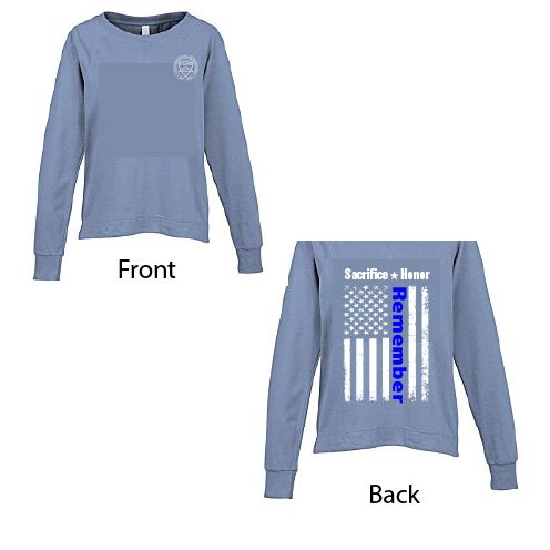 Ladies Blue Terry Cloth Crewneck 4 Imprint