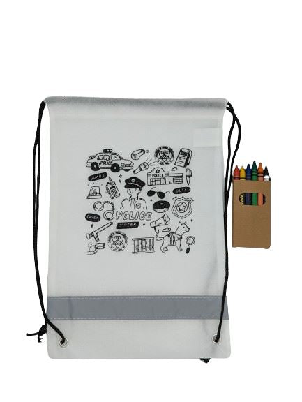 Lil' Bit Reflective Coloring Drawstring Bag With Crayons AIA Branding Solutions 