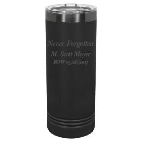 22oz Skinny Tumblers (Customizable) JDS Black with Charcoal Engraving 