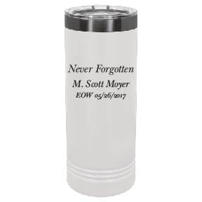 22oz Skinny Tumblers (Customizable) JDS White with Charcoal Engraving 
