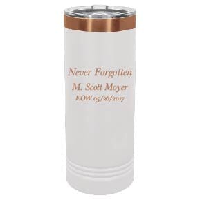 22oz Skinny Tumblers (Customizable) JDS White with Rose Gold Engraving 