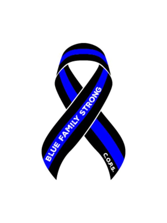 C.O.P.S. Blue Family Strong Ribbon Magnet Carstickers 
