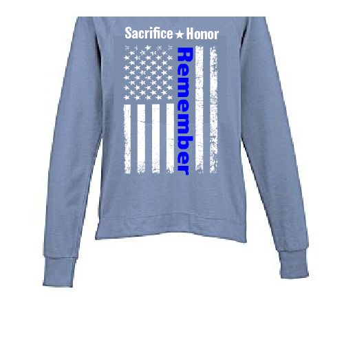 Ladies Blue Terry Cloth Crewneck 4 Imprint 