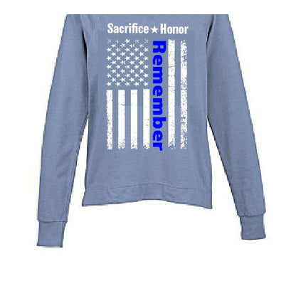 Ladies Blue Terry Cloth Crewneck 4 Imprint 