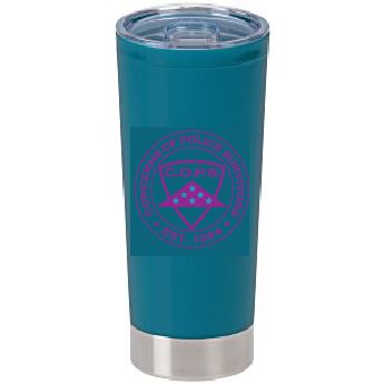 Teal Tumbler with Purple COPS Logo 4 Imprint 