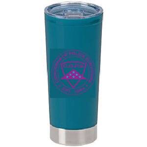 Teal Tumbler with Purple COPS Logo 4 Imprint 